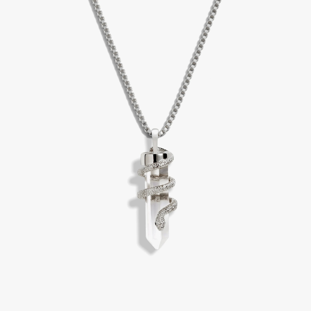 Quartz Crystal Snake Goddess Pendant Necklace - AWE INSPIRED - SZ 7 - NEW IN BOX